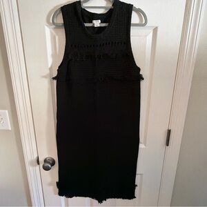 J. Crew sleeveless knit sweater dress with fringe trim womans size M
